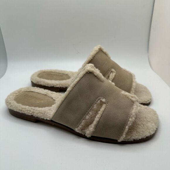 CUSHIONAIRE Women's Voyage Fur Faux Shearling lined slide sandal +Memory Foam 7 - Picture 1 of 7